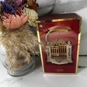 Vintage Lenox First Christmas In Our New Home 2005 Gold Garden Gate With Box